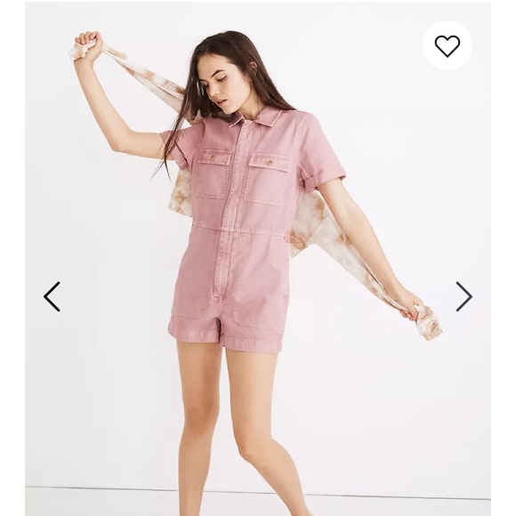 pink denim romper